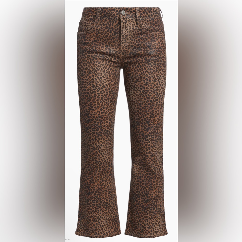 FRAME Women’s Le Crop Mini Boot Coated Leopard Jeans New